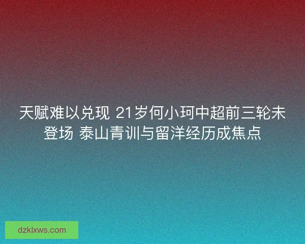 天赋难以兑现 21岁何小珂中超前三轮未登场 泰山青训与留洋经历成焦点